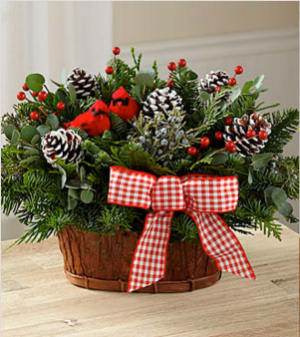 Joyful Tidings Holiday Basket Flower Bouquet