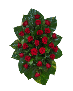 C-11 Corona de rosas con cinta impresa Flower Bouquet