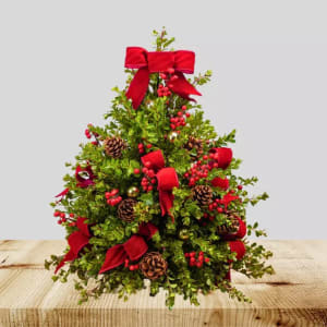 Christmas Boxwood Tree Flower Bouquet