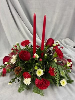 Christmas Candle Centerpiece Flower Bouquet