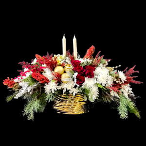 HOLIDAY CENTERPIECE IN GOLD Flower Bouquet