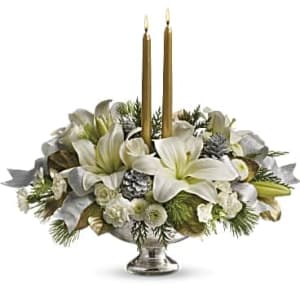 Teleflora's Silver And Gold Centerpiece Flower Bouquet