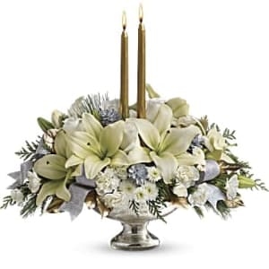 Teleflora's Silver And Gold Centerpiece Flower Bouquet