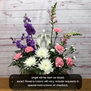 Praying Angel Figurine Flower Bouquet