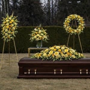 Yellow Flower Funeral Set Flower Bouquet