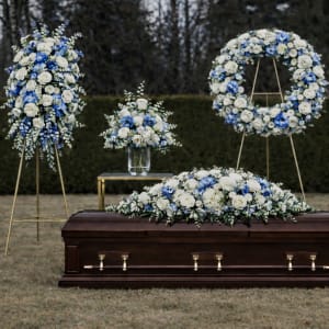 Blue & White Flower Funeral Set Flower Bouquet