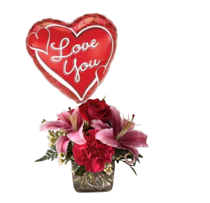 Crimson Lily Romance Cube Flower Bouquet