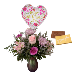 Pastel Promise Valentine Vase Flower Bouquet