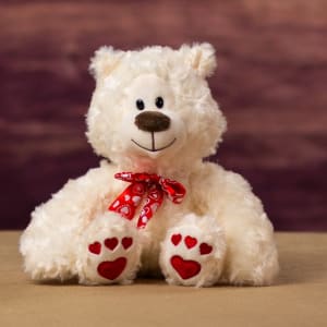 8" Paw Print Heart Bear Flower Bouquet