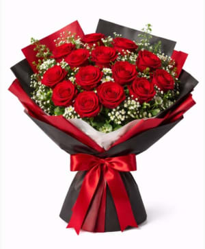 Classic Red Rose Wrapped Bouquet Flower Bouquet