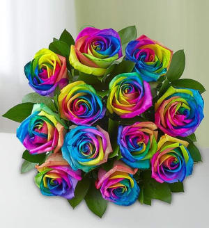 Rainbow Roses Flower Bouquet