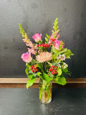 Valentine Vase Arrangement - Made you Blush Flower Bouquet