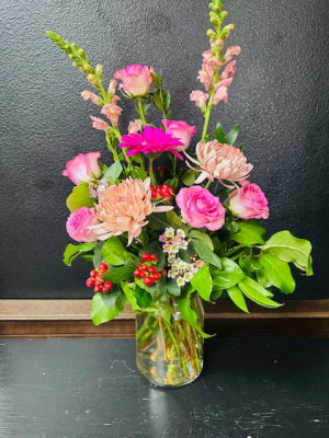 Valentine Vase Arrangement - Made you Blush Flower Bouquet