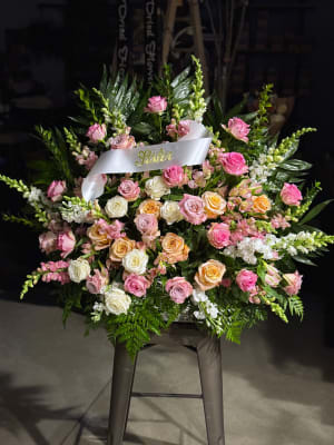 Pastel Sympathy Basket Flower Bouquet