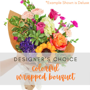 COLORFUL MIX WRAPPED BOUQUET - A FLORIST ORIGINAL Flower Bouquet