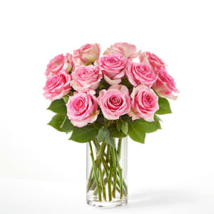 PINK ROSES IN A VASE Flower Bouquet