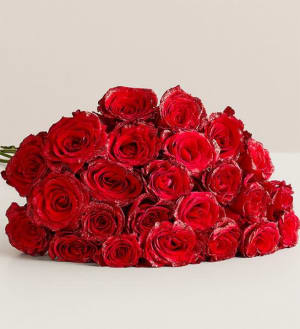 GLITTERED RED ROSES Flower Bouquet