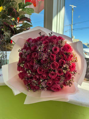 50 Pink Rose Wrapped Bouquet