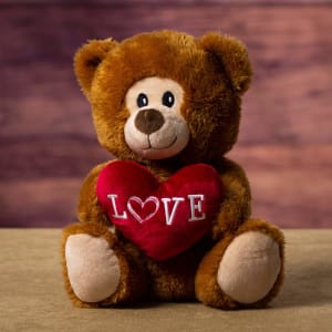 9.5" Smiling Valentine Bear Flower Bouquet