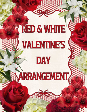 Red and White Designer's Choice Valentine Flower Bouquet