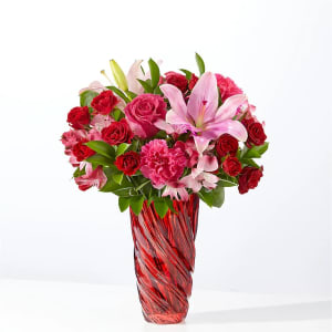 In Love Bouquet with Luxe Swirl Vase Flower Bouquet
