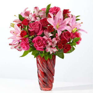 In Love Bouquet with Luxe Swirl Vase Flower Bouquet