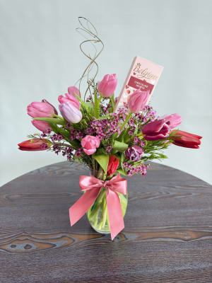 Timeless Tulips w/ Chocolate Flower Bouquet