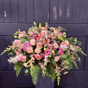 Partial to Pink Casket Spray Flower Bouquet