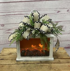 Flickering Fireplace Silk (Artificial) Lantern Flower Bouquet