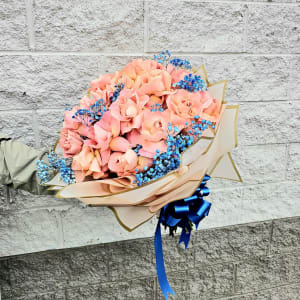 Soft Pink Rose Wrapped Bouquet