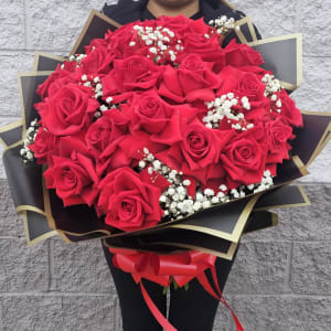 Love Story Red Roses Wrapped Bouquet