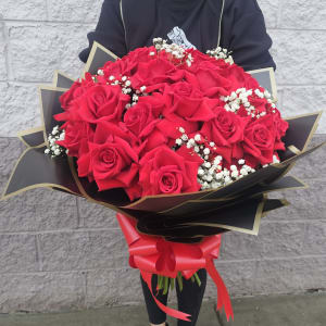 Love Story Red Roses Wrapped Bouquet