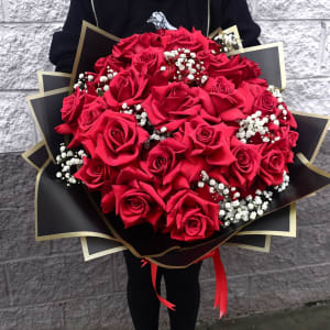Love Story Red Roses Wrapped Bouquet