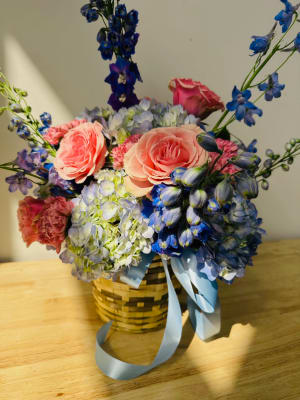 Hydrangea Basket Arrangement Flower Bouquet