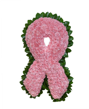 D-11 Lazo de cancer en claveles con cinta impresa Flower Bouquet