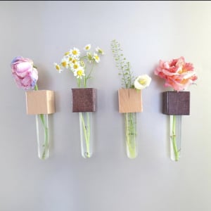 Mini Vase Magnet (Beech or Walnut) Flower Bouquet