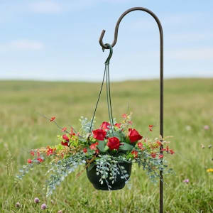 Cemetery Silk (Artificial) Hanging Basket Flower Bouquet