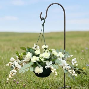 Cemetery Silk (Artificial) Hanging Basket Flower Bouquet