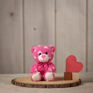 7.5" Heart Print White Bear