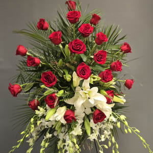 Lily Orchid and Rose Tribute Spray Flower Bouquet