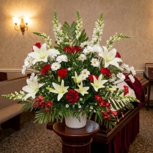 Eternal Tribute Red and White Traditional Arrangement Flower Bouquet