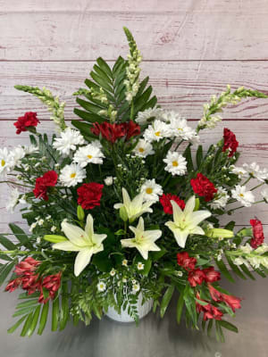 Eternal Tribute Red and White Traditional Arrangement