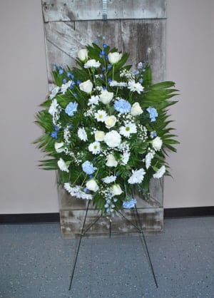 Blue and White Standing Easel Spray