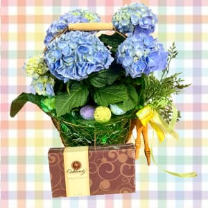 Hydrangea Easter Basket Flower Bouquet