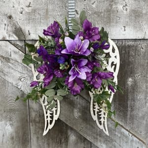 Metal Wings with Silk (Artificial) Floral Accents Flower Bouquet