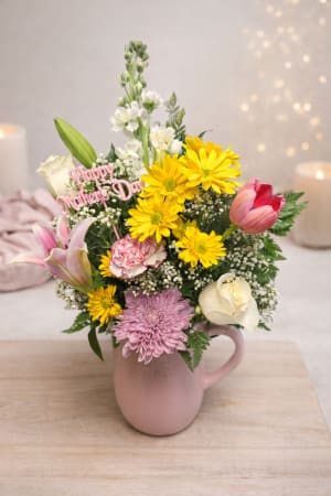 Mothers Day Garden Pitcher Flower Bouquet