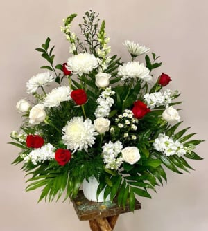 Poetic Red and White Traditional Arrangement