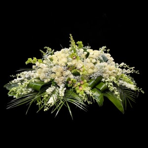 WHITE & GREEN CASKET SPRAY Flower Bouquet