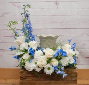 Cremation Wreath - Blue and White