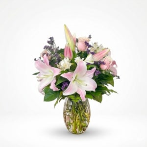 Lovely Lilies & Roses for Sympathy Flower Bouquet